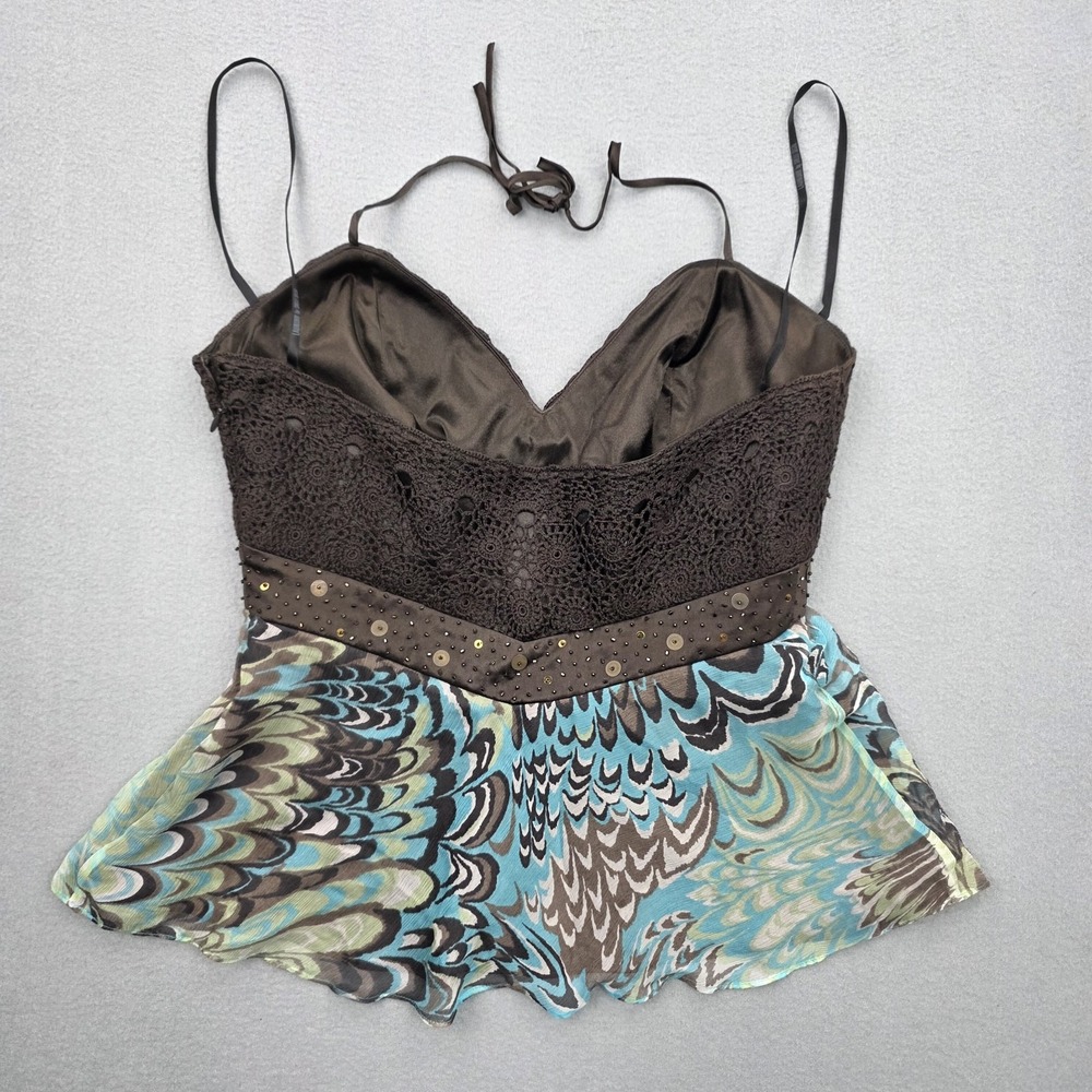 Laundry by Shelli Segal Halter Top Womens Small Crochet Lace 100% Silk VTG Y2K - Picture 2 of 11